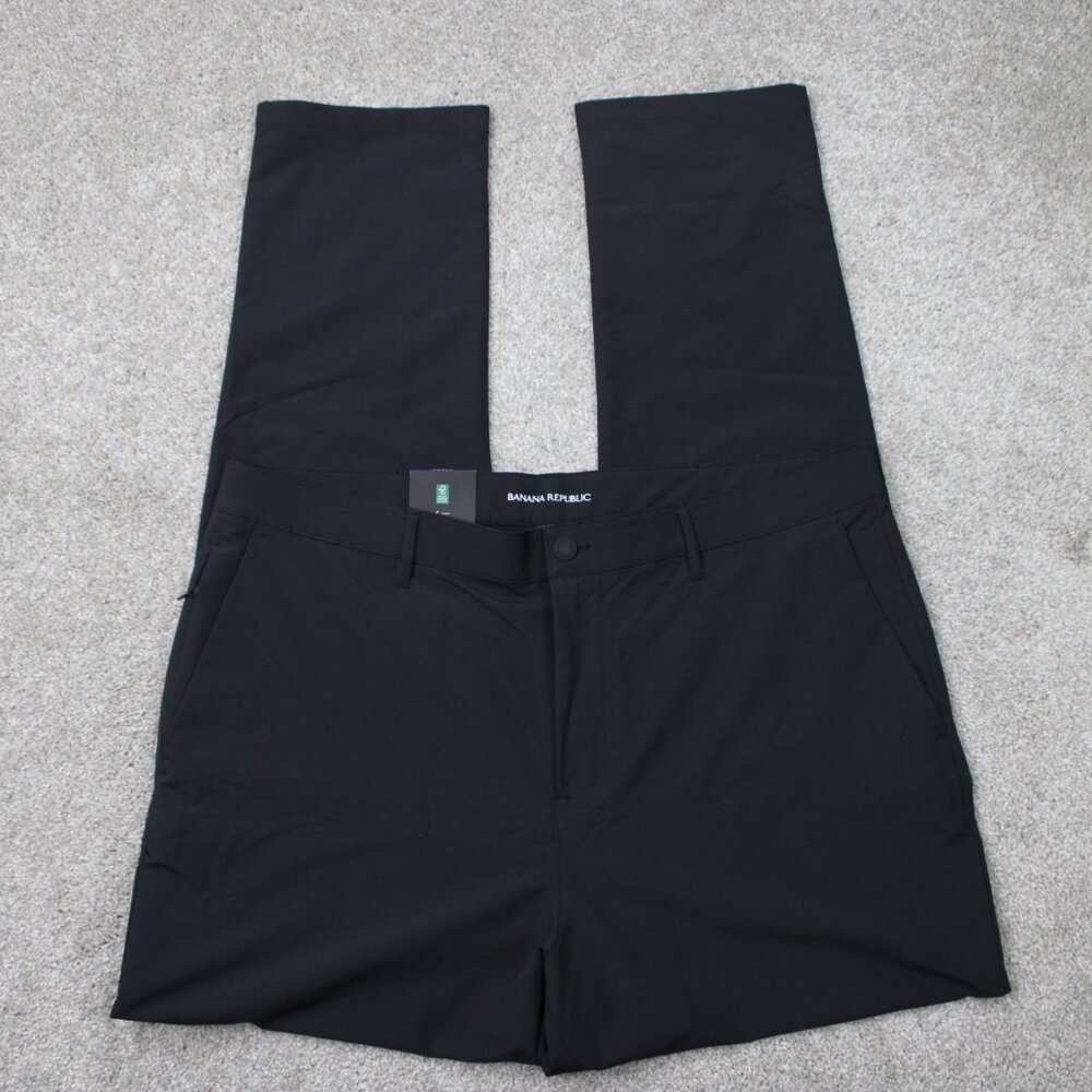 Banana Republic Pants NWT Mens 40x34 Black Flat Front Straight Leg Polyester